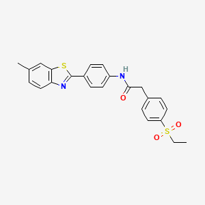 molecular formula C24H22N2O3S2 B2989610 2-(4-(ethylsulfonyl)phenyl)-N-(4-(6-methylbenzo[d]thiazol-2-yl)phenyl)acetamide CAS No. 941972-03-8