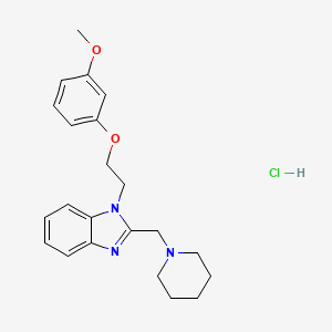 molecular formula C22H28ClN3O2 B2989614 1-(2-(3-methoxyphenoxy)ethyl)-2-(piperidin-1-ylmethyl)-1H-benzo[d]imidazole hydrochloride CAS No. 1216717-78-0