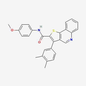 molecular formula C27H22N2O2S B2989621 3-(3,4-dimethylphenyl)-N-(4-methoxyphenyl)thieno[3,2-c]quinoline-2-carboxamide CAS No. 1223904-24-2