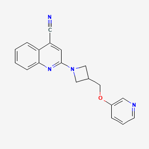 molecular formula C19H16N4O B2989624 2-[3-(Pyridin-3-yloxymethyl)azetidin-1-yl]quinoline-4-carbonitrile CAS No. 2380170-77-2