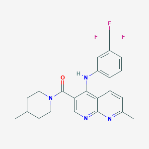 (7-Methyl-4-((3-(trifluoromethyl)phenyl)amino)-1,8-naphthyridin-3-yl)(4-methylpiperidin-1-yl)methanone