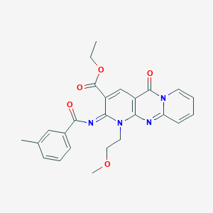 molecular formula C25H24N4O5 B2989636 (Z)-ethyl 1-(2-methoxyethyl)-2-((3-methylbenzoyl)imino)-5-oxo-2,5-dihydro-1H-dipyrido[1,2-a:2',3'-d]pyrimidine-3-carboxylate CAS No. 534577-81-6