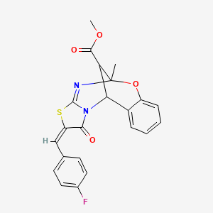 (E)-methyl 2-(4-fluorobenzylidene)-5-methyl-1-oxo-1,2,5,11-tetrahydro-5,11-methanobenzo[g]thiazolo[2,3-d][1,3,5]oxadiazocine-13-carboxylate