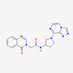 molecular formula C19H18N8O2 B2989639 N-(1-([1,2,4]triazolo[4,3-a]pyrazin-8-yl)pyrrolidin-3-yl)-2-(4-oxoquinazolin-3(4H)-yl)acetamide CAS No. 2034520-88-0