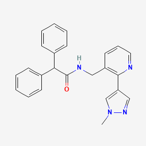 molecular formula C24H22N4O B2989648 N-((2-(1-methyl-1H-pyrazol-4-yl)pyridin-3-yl)methyl)-2,2-diphenylacetamide CAS No. 2034468-47-6