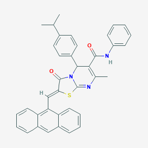 molecular formula C38H31N3O2S B298965 2-(9-anthrylmethylene)-5-(4-isopropylphenyl)-7-methyl-3-oxo-N-phenyl-2,3-dihydro-5H-[1,3]thiazolo[3,2-a]pyrimidine-6-carboxamide 