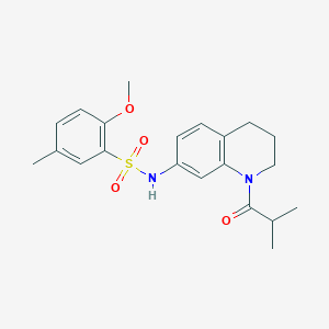 molecular formula C21H26N2O4S B2989670 N-(1-isobutyryl-1,2,3,4-tetrahydroquinolin-7-yl)-2-methoxy-5-methylbenzenesulfonamide CAS No. 1005300-91-3