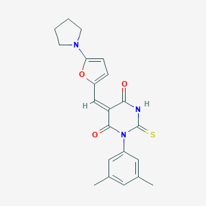 molecular formula C21H21N3O3S B298968 1-(3,5-dimethylphenyl)-5-{[5-(1-pyrrolidinyl)-2-furyl]methylene}-2-thioxodihydro-4,6(1H,5H)-pyrimidinedione 