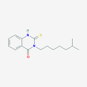 molecular formula C16H22N2OS B2989687 3-(6-Methylheptyl)-2-sulfanyl-3,4-dihydroquinazolin-4-one CAS No. 571149-45-6