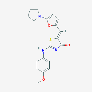 (5Z)-2-(4-methoxyanilino)-5-[(5-pyrrolidin-1-ylfuran-2-yl)methylidene]-1,3-thiazol-4-one