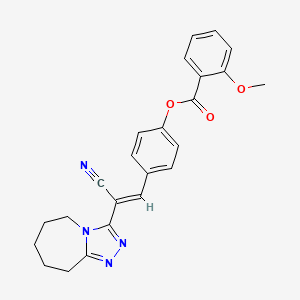 molecular formula C24H22N4O3 B2989690 (E)-4-(2-cyano-2-(6,7,8,9-tetrahydro-5H-[1,2,4]triazolo[4,3-a]azepin-3-yl)vinyl)phenyl 2-methoxybenzoate CAS No. 398997-19-8