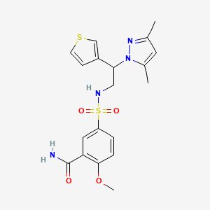 5-(N-(2-(3,5-dimethyl-1H-pyrazol-1-yl)-2-(thiophen-3-yl)ethyl)sulfamoyl)-2-methoxybenzamide
