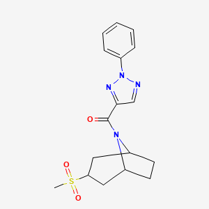 molecular formula C17H20N4O3S B2989692 ((1R,5S)-3-(甲磺酰基)-8-氮杂双环[3.2.1]辛-8-基)(2-苯基-2H-1,2,3-三唑-4-基)甲苯酮 CAS No. 1705784-38-8