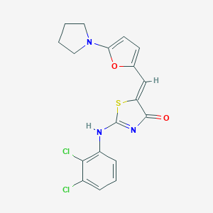 molecular formula C18H15Cl2N3O2S B298970 (5Z)-2-(2,3-dichloroanilino)-5-[(5-pyrrolidin-1-ylfuran-2-yl)methylidene]-1,3-thiazol-4-one 