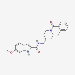 molecular formula C23H24FN3O3 B2989705 N-((1-(2-fluorobenzoyl)piperidin-4-yl)methyl)-6-methoxy-1H-indole-2-carboxamide CAS No. 1797966-52-9