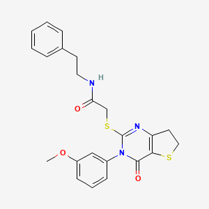 molecular formula C23H23N3O3S2 B2989714 2-((3-(3-methoxyphenyl)-4-oxo-3,4,6,7-tetrahydrothieno[3,2-d]pyrimidin-2-yl)thio)-N-phenethylacetamide CAS No. 877655-63-5