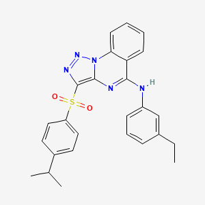 molecular formula C26H25N5O2S B2989726 N-(3-ethylphenyl)-3-((4-isopropylphenyl)sulfonyl)-[1,2,3]triazolo[1,5-a]quinazolin-5-amine CAS No. 892275-71-7