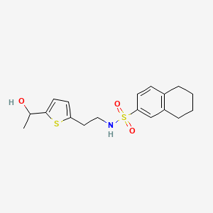 molecular formula C18H23NO3S2 B2989732 N-(2-(5-(1-hydroxyethyl)thiophen-2-yl)ethyl)-5,6,7,8-tetrahydronaphthalene-2-sulfonamide CAS No. 2034276-41-8