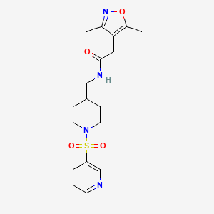 molecular formula C18H24N4O4S B2989744 2-(3,5-dimethylisoxazol-4-yl)-N-((1-(pyridin-3-ylsulfonyl)piperidin-4-yl)methyl)acetamide CAS No. 1796961-79-9