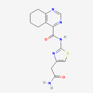 molecular formula C14H15N5O2S B2989755 N-[4-(2-Amino-2-oxoethyl)-1,3-thiazol-2-yl]-5,6,7,8-tetrahydroquinazoline-4-carboxamide CAS No. 2415462-07-4