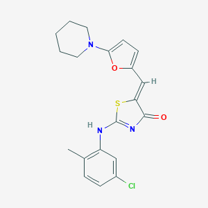 (5Z)-2-(5-chloro-2-methylanilino)-5-[(5-piperidin-1-ylfuran-2-yl)methylidene]-1,3-thiazol-4-one