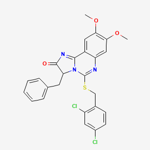 molecular formula C26H21Cl2N3O3S B2989776 3-benzyl-5-[(2,4-dichlorobenzyl)sulfanyl]-8,9-dimethoxyimidazo[1,2-c]quinazolin-2(3H)-one CAS No. 1024732-56-6
