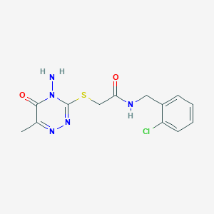 2-[(4-amino-6-methyl-5-oxo-1,2,4-triazin-3-yl)sulfanyl]-N-[(2-chlorophenyl)methyl]acetamide