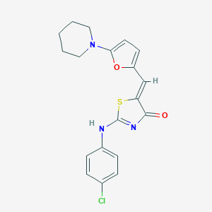 molecular formula C19H18ClN3O2S B298978 (5Z)-2-(4-chloroanilino)-5-[(5-piperidin-1-ylfuran-2-yl)methylidene]-1,3-thiazol-4-one 