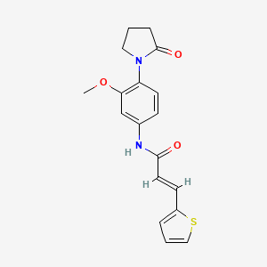 molecular formula C18H18N2O3S B2989783 (E)-N-(3-methoxy-4-(2-oxopyrrolidin-1-yl)phenyl)-3-(thiophen-2-yl)acrylamide CAS No. 1331400-43-1