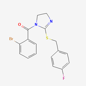 molecular formula C17H14BrFN2OS B2989784 (2-bromophenyl)(2-((4-fluorobenzyl)thio)-4,5-dihydro-1H-imidazol-1-yl)methanone CAS No. 851865-84-4