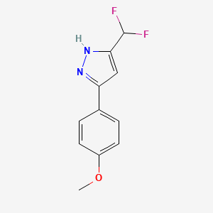 molecular formula C11H10F2N2O B2989813 3-Difluoromethyl-5-(4-methoxyphenyl)pyrazole CAS No. 1029636-42-7