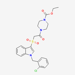 ethyl 4-(2-((1-(2-chlorobenzyl)-1H-indol-3-yl)sulfonyl)acetyl)piperazine-1-carboxylate
