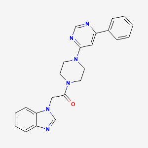 molecular formula C23H22N6O B2989817 2-(1H-benzo[d]imidazol-1-yl)-1-(4-(6-phenylpyrimidin-4-yl)piperazin-1-yl)ethanone CAS No. 1334370-22-7