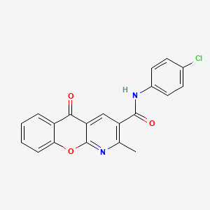 molecular formula C20H13ClN2O3 B2989818 N-(4-氯苯基)-2-甲基-5-氧代-5H-色满[2,3-b]吡啶-3-甲酰胺 CAS No. 338417-57-5