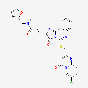 3-[5-[(7-chloro-4-oxopyrido[1,2-a]pyrimidin-2-yl)methylsulfanyl]-3-oxo-2H-imidazo[1,2-c]quinazolin-2-yl]-N-(furan-2-ylmethyl)propanamide