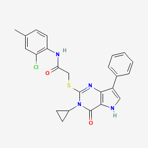 molecular formula C24H21ClN4O2S B2989828 N-(2-chloro-4-methylphenyl)-2-((3-cyclopropyl-4-oxo-7-phenyl-4,5-dihydro-3H-pyrrolo[3,2-d]pyrimidin-2-yl)thio)acetamide CAS No. 1794922-64-7
