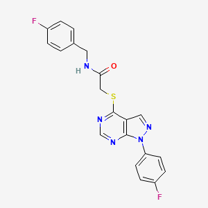 molecular formula C20H15F2N5OS B2989840 N-[(4-fluorophenyl)methyl]-2-[1-(4-fluorophenyl)pyrazolo[3,4-d]pyrimidin-4-yl]sulfanylacetamide CAS No. 872856-76-3