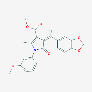 molecular formula C22H19NO6 B298985 methyl 4-(1,3-benzodioxol-5-ylmethylene)-1-(3-methoxyphenyl)-2-methyl-5-oxo-4,5-dihydro-1H-pyrrole-3-carboxylate 