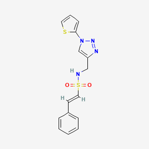 (E)-2-phenyl-N-((1-(thiophen-2-yl)-1H-1,2,3-triazol-4-yl)methyl)ethenesulfonamide