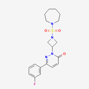 molecular formula C19H23FN4O3S B2989875 2-[1-(Azepan-1-ylsulfonyl)azetidin-3-yl]-6-(3-fluorophenyl)pyridazin-3-one CAS No. 2380085-42-5