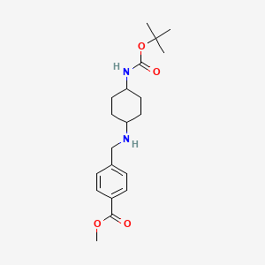 molecular formula C20H30N2O4 B2989881 Methyl 4-[(1R*,4R*)-4-(tert-butoxycarbonylamino)cyclohexylamino]methyl]benzoate CAS No. 1286272-81-8