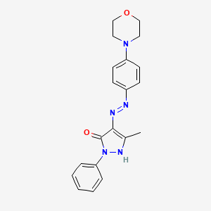 molecular formula C20H21N5O2 B2989913 3-Methyl-4-[(4-morpholin-4-ylphenyl)diazenyl]-1-phenylpyrazol-5-ol CAS No. 117953-17-0