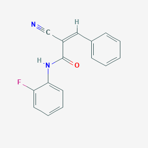 molecular formula C16H11FN2O B2989914 (Z)-2-cyano-N-(2-fluorophenyl)-3-phenylprop-2-enamide CAS No. 358653-00-6