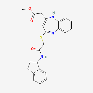 methyl 2-(4-((2-((2,3-dihydro-1H-inden-1-yl)amino)-2-oxoethyl)thio)-1H-benzo[b][1,4]diazepin-2-yl)acetate