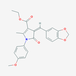 molecular formula C23H21NO6 B298992 ethyl 4-(1,3-benzodioxol-5-ylmethylene)-1-(4-methoxyphenyl)-2-methyl-5-oxo-4,5-dihydro-1H-pyrrole-3-carboxylate 
