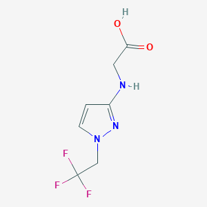 molecular formula C7H8F3N3O2 B2989924 2-[[1-(2,2,2-Trifluoroethyl)pyrazol-3-yl]amino]acetic acid CAS No. 2247206-15-9