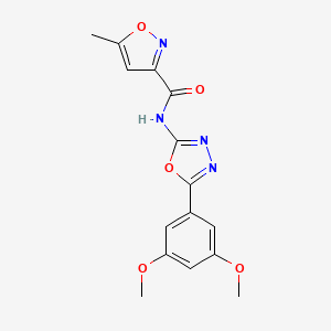 molecular formula C15H14N4O5 B2989926 N-(5-(3,5-dimethoxyphenyl)-1,3,4-oxadiazol-2-yl)-5-methylisoxazole-3-carboxamide CAS No. 941954-32-1