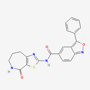 molecular formula C21H16N4O3S B2989928 N-(4-氧代-5,6,7,8-四氢-4H-噻唑并[5,4-c]氮杂卓-2-基)-3-苯基苯并[c]异恶唑-5-甲酰胺 CAS No. 1798045-74-5