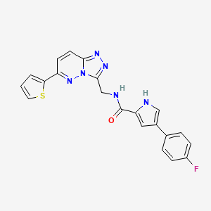 molecular formula C21H15FN6OS B2989933 4-(4-fluorophenyl)-N-((6-(thiophen-2-yl)-[1,2,4]triazolo[4,3-b]pyridazin-3-yl)methyl)-1H-pyrrole-2-carboxamide CAS No. 1904198-29-3