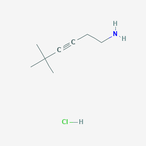 molecular formula C8H16ClN B2989943 5,5-Dimethylhex-3-yn-1-amine;hydrochloride CAS No. 2490430-28-7